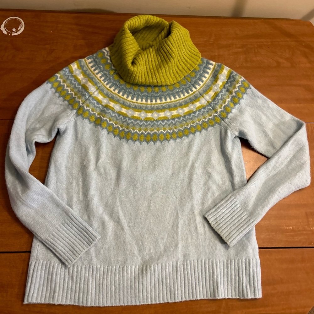 2000’s Cynthia Rowley green blue turtleneck pullover sweater womens size small
